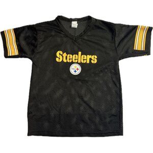 Vintage Black‎ Franklin Pittsburgh Steelers Football NFL Screen Jersey Youth M